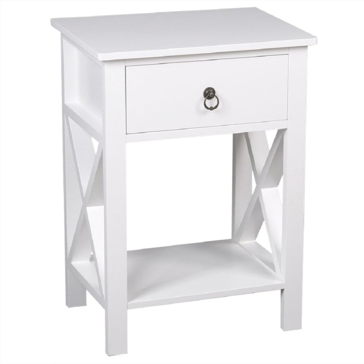 [US Warehouse] Simple Two-layer Bedside Table with Drawers, Size: 40x30x55cm