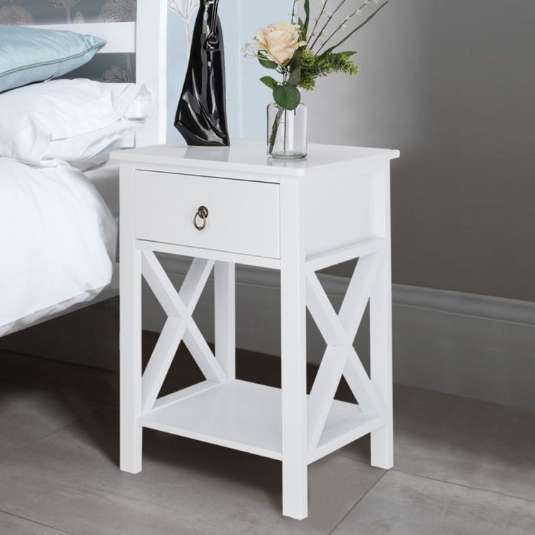 [US Warehouse] Simple Two-layer Bedside Table with Drawers, Size: 40x30x55cm