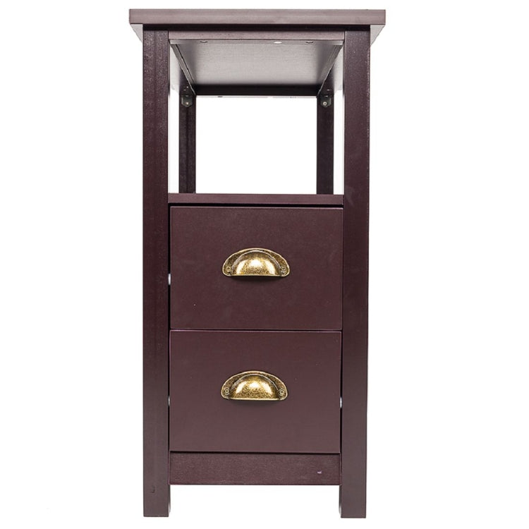 [US Warehouse] Double Coffee Side Table with Drawer, Size: 60.4x30.5x61.3cm