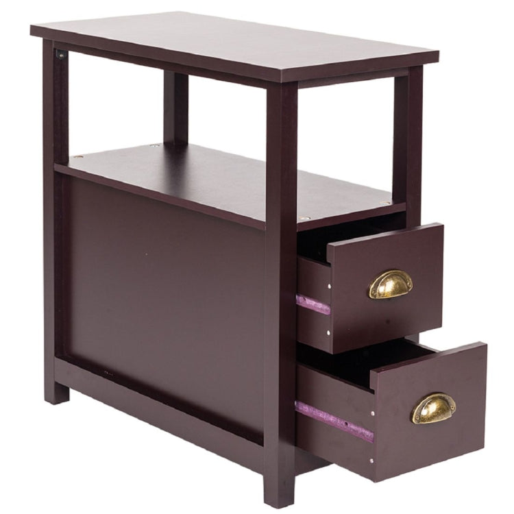 [US Warehouse] Double Coffee Side Table with Drawer, Size: 60.4x30.5x61.3cm