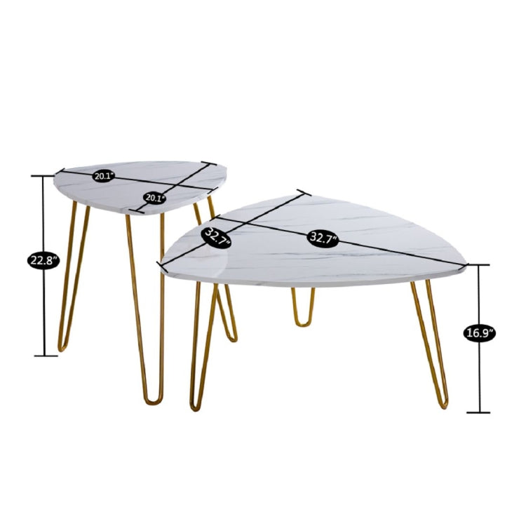 [US Warehouse] Marble series 2 in 1 Triangle Table, Size: 84x83x46cm