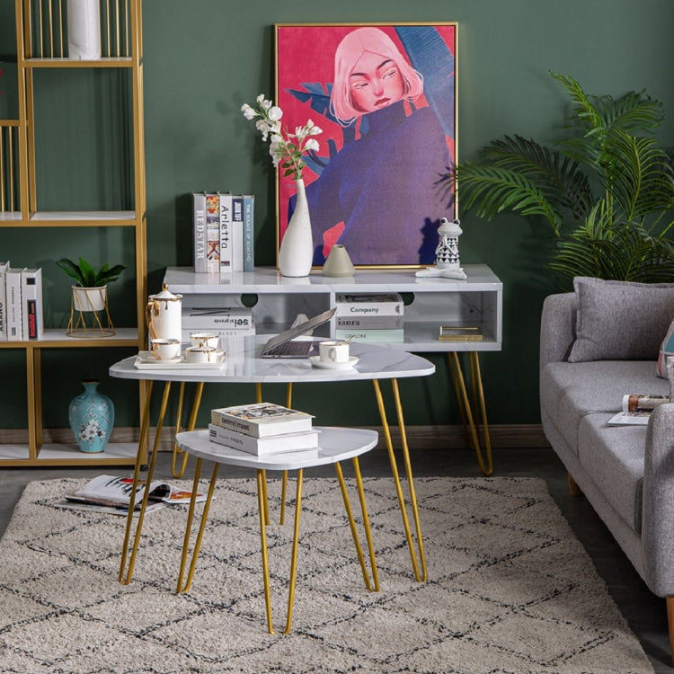 [US Warehouse] Marble series 2 in 1 Triangle Table, Size: 84x83x46cm