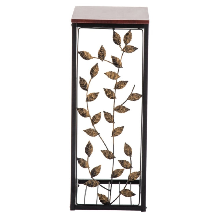 [US Warehouse] Wrought Iron C-shaped Table with Leaf Pattern, Size: 30.5x21x54cm