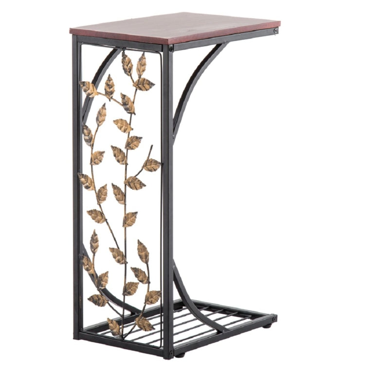 [UK Warehouse] Wrought Iron C-shaped Table with Leaf Pattern, Size: 30.5x21x54cm
