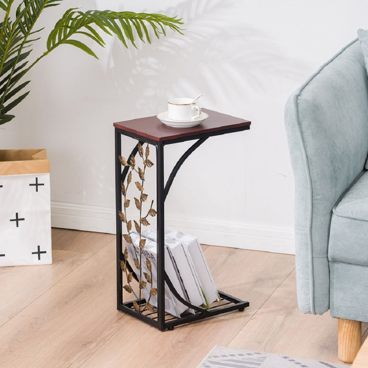 [UK Warehouse] Wrought Iron C-shaped Table with Leaf Pattern, Size: 30.5x21x54cm