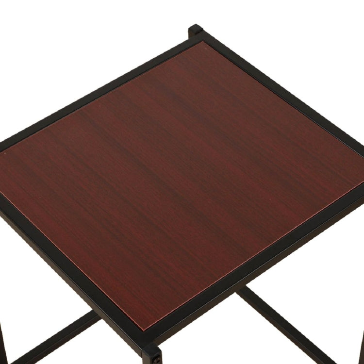 [US Warehouse] Antique Iron Frame Wood Texture Veneer Table, Size: 38x37.5x 46cm