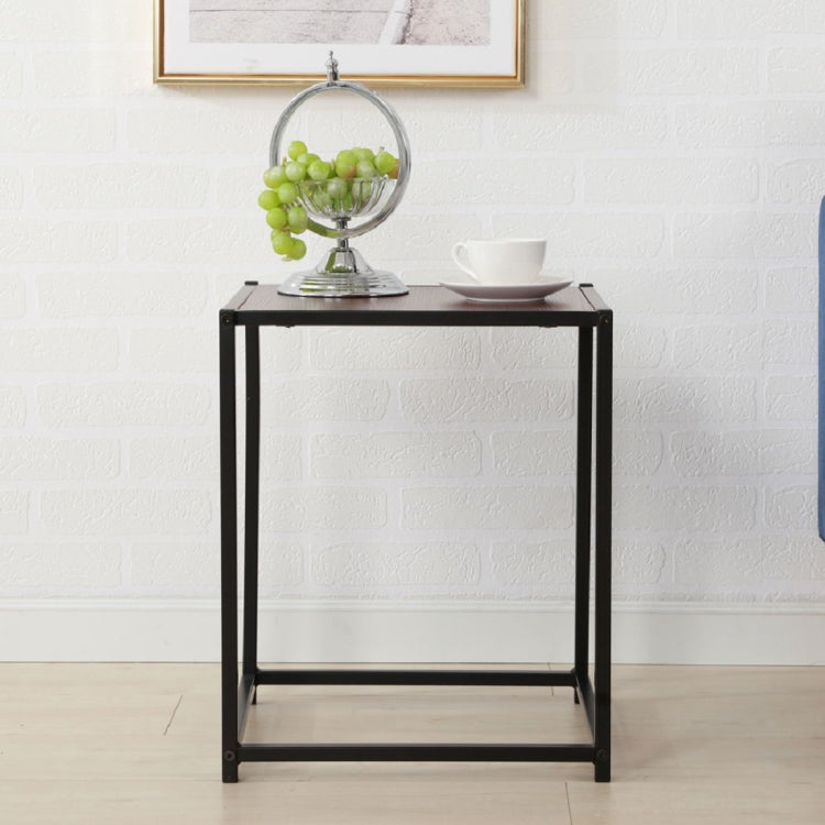 [US Warehouse] Antique Iron Frame Wood Texture Veneer Table, Size: 38x37.5x 46cm