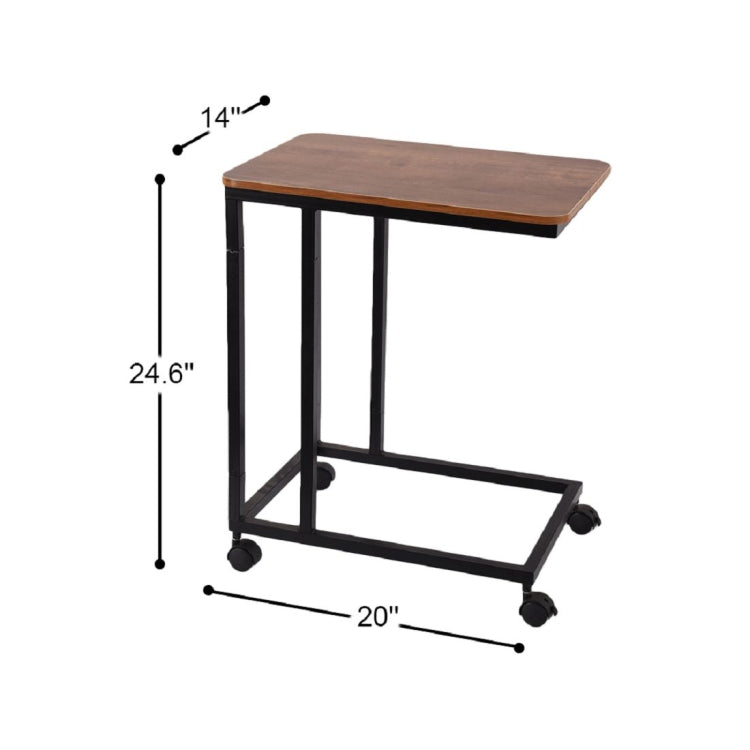 [US Warehouse] Metal Frame Type C Mobile Table with Wheels, Size: 20x14.1x24.6 inch