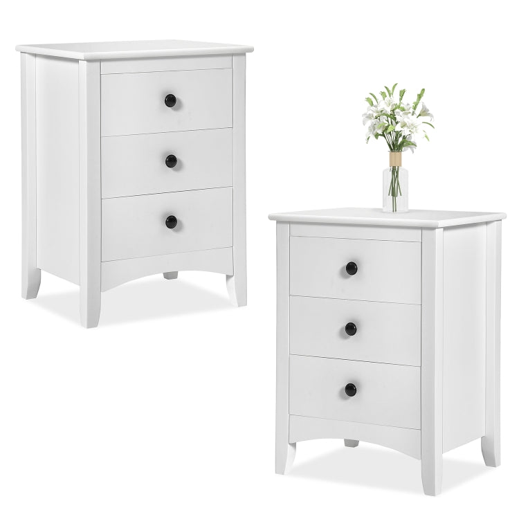 [EU Warehouse] 2PCS Bedroom Bedside Table with 3 Drawers, Size: 45 x 36 x 61cm(White)