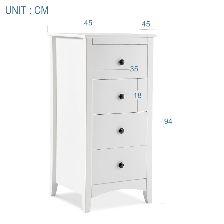 [EU Warehouse] Vintage Cabinet with 4 Drawers, Size: 45 x 45 x 94 cm(White)