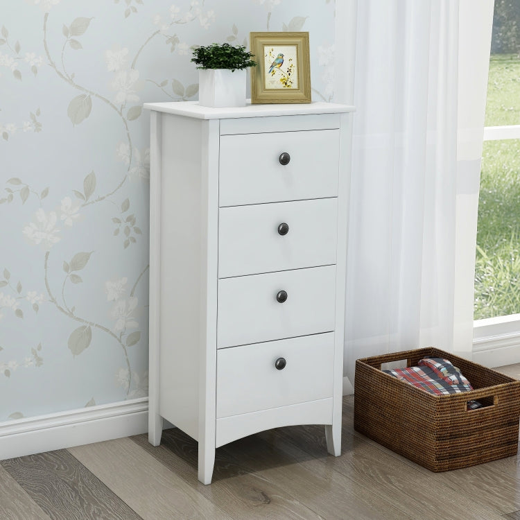 [EU Warehouse] Vintage Cabinet with 4 Drawers, Size: 45 x 45 x 94 cm(White)