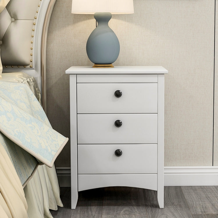 [EU Warehouse] Bedroom Bedside Table with 3 Drawers, Size: 45 x 36 x 61cm(White)