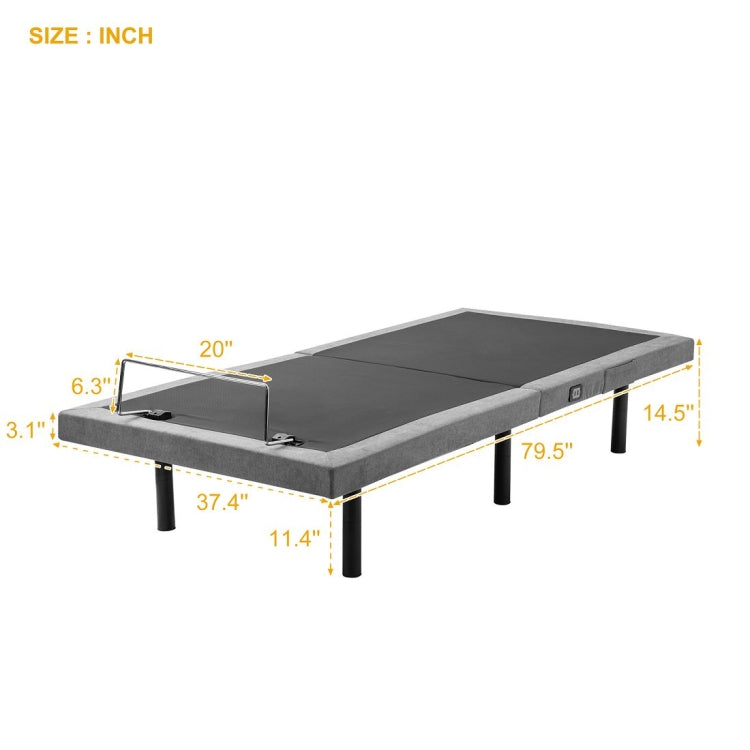 [US Warehouse] Adjustable Ergonomic Double Bed, with Vibration Massage Function & 1A / 2A USB Port & Wireless Remote Control & LED Night Light