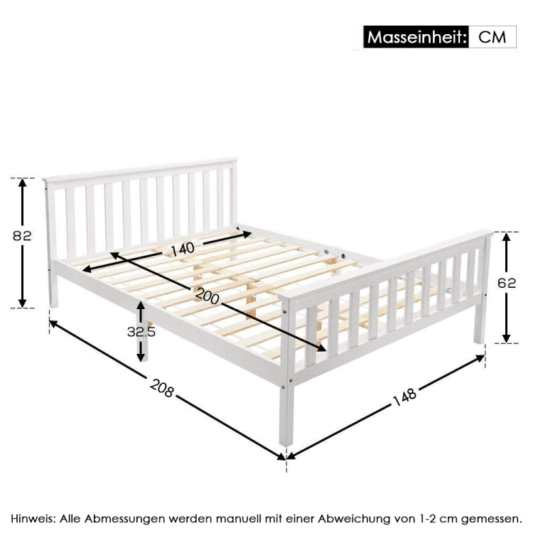 [EU Warehouse] Adult and Child White Pine Double Bed, Size: 140x200cm