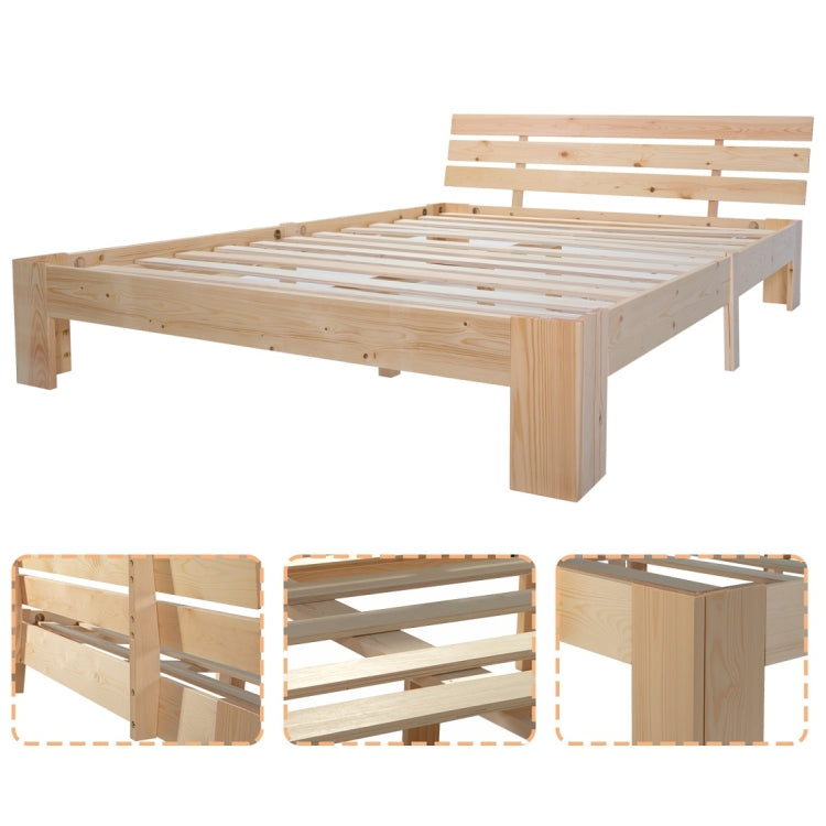 [EU Warehouse] Modern Simple Double Pine Bed with Headboard, Size: 200x140cm