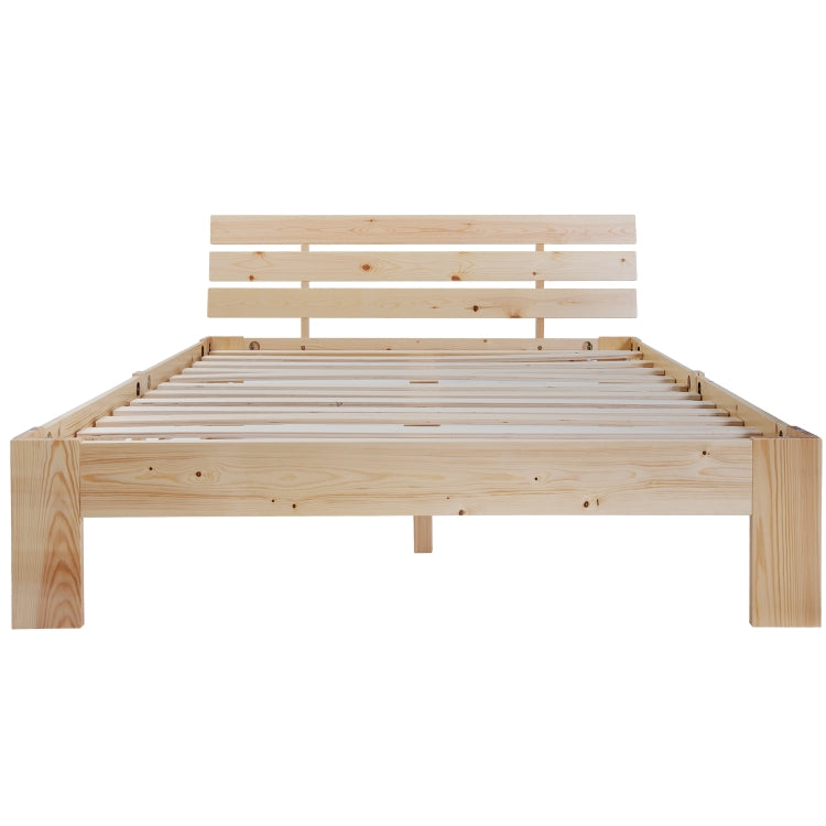 [EU Warehouse] Modern Simple Double Pine Bed with Headboard, Size: 200x140cm