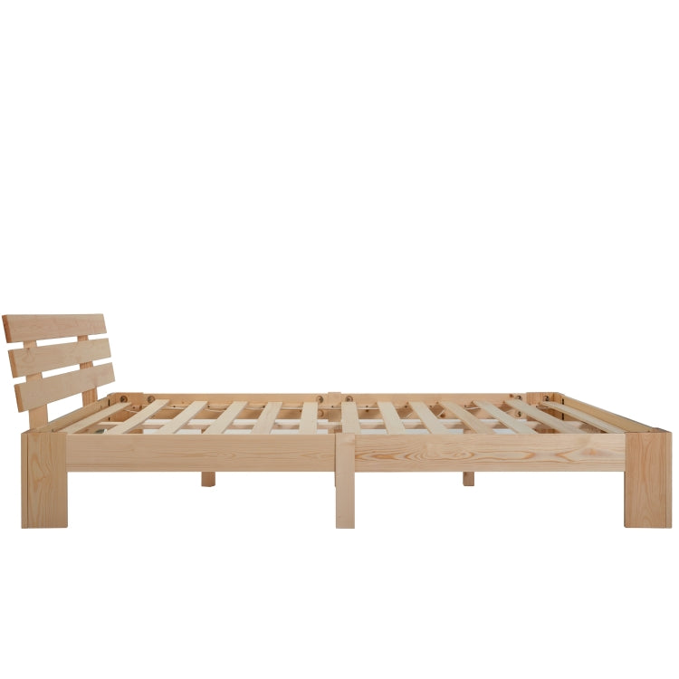[EU Warehouse] Modern Simple Double Pine Bed with Headboard, Size: 200x140cm