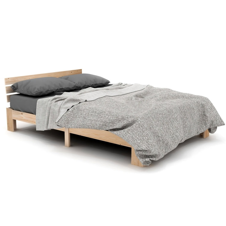 [EU Warehouse] Modern Simple Double Pine Bed with Headboard, Size: 200x140cm