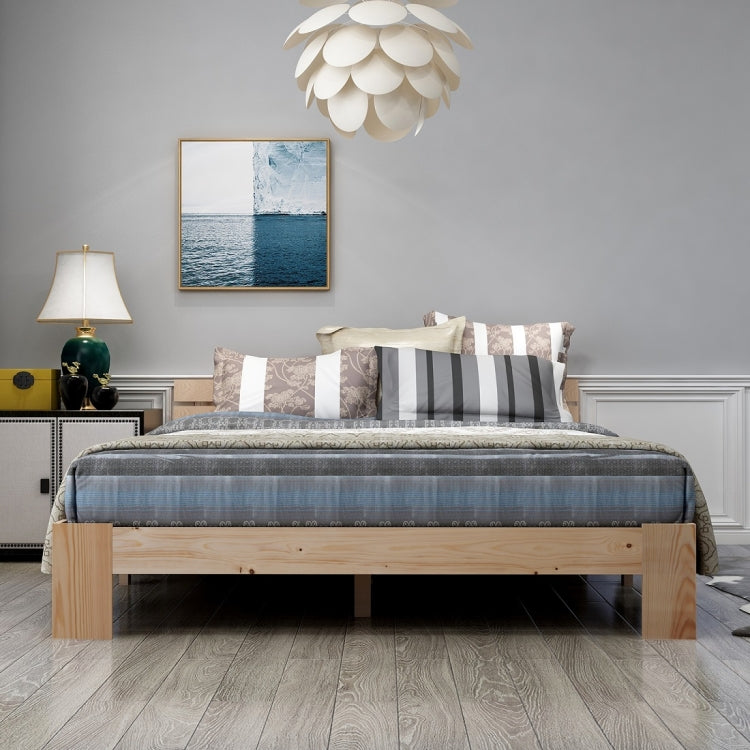 [EU Warehouse] Modern Simple Double Pine Bed with Headboard, Size: 200x140cm