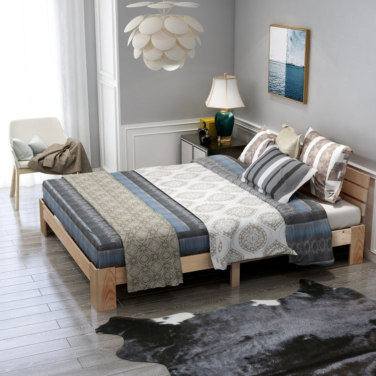 [EU Warehouse] Modern Simple Double Pine Bed with Headboard, Size: 200x140cm