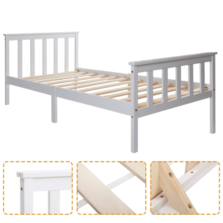 [EU Warehouse] Modern and Simple White Solid Pine Single Bed, Size: 200 x 90cm