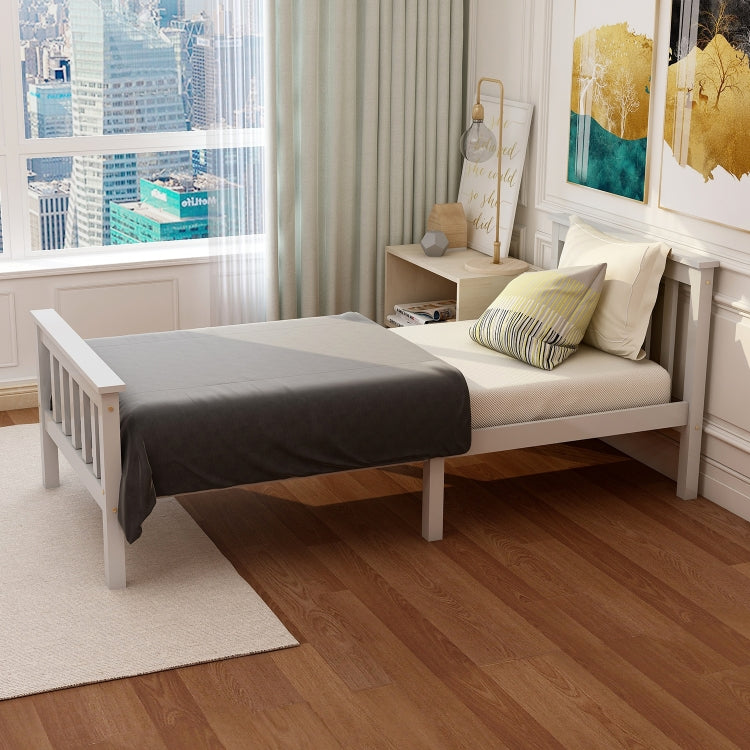 [EU Warehouse] Modern and Simple White Solid Pine Single Bed, Size: 200 x 90cm