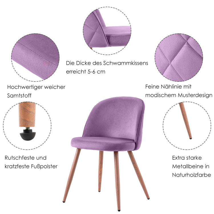 [EU Warehouse] 2 PCS/Set WF190948LAA Simple and Fashionable Dining Chair Living Room Leisure Velvet Upholstered Chair