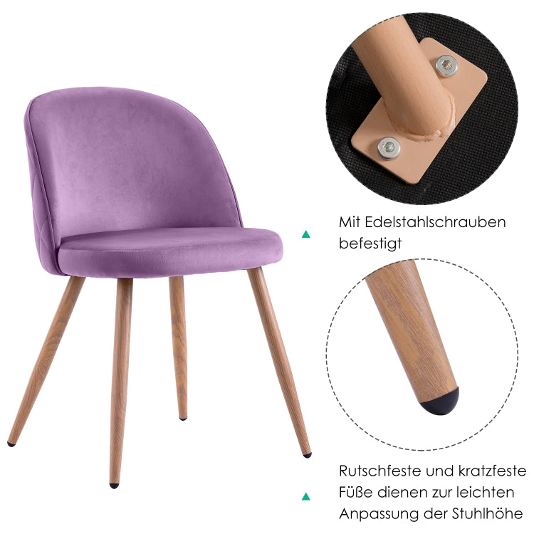 [EU Warehouse] 2 PCS/Set WF190948LAA Simple and Fashionable Dining Chair Living Room Leisure Velvet Upholstered Chair