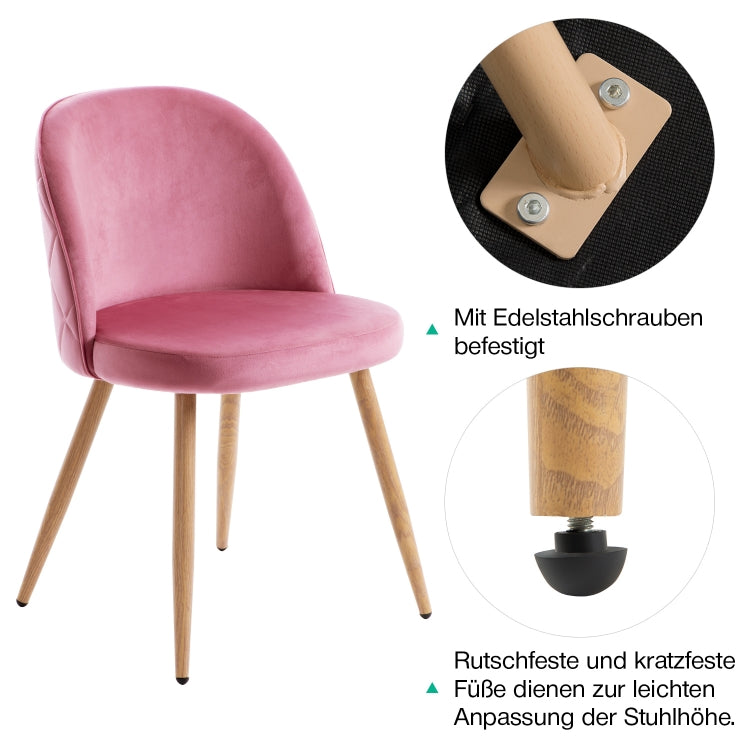 [EU Warehouse] 2 PCS/Set WF190948PAA Simple and Fashionable Dining Chair Living Room Leisure Velvet Upholstered Chair