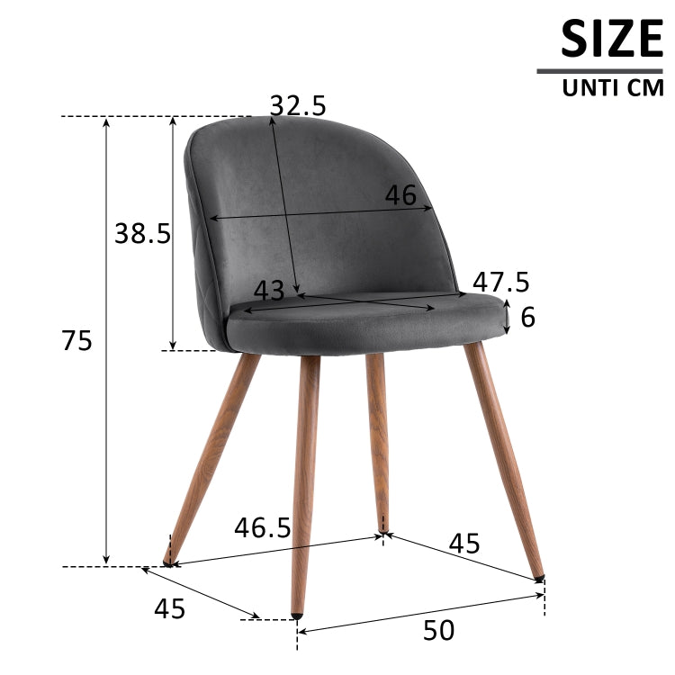 [EU Warehouse] 2 PCS/Set WF190948HAA Simple and Fashionable Dining Chair Living Room Leisure Velvet Upholstered Chair