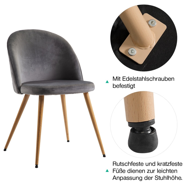 [EU Warehouse] 2 PCS/Set WF190948HAA Simple and Fashionable Dining Chair Living Room Leisure Velvet Upholstered Chair