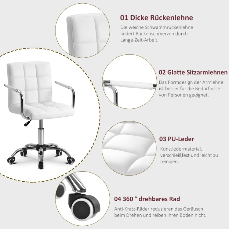 [EU Warehouse] PP193396AAA Adjustable Height Office White Leather Chair