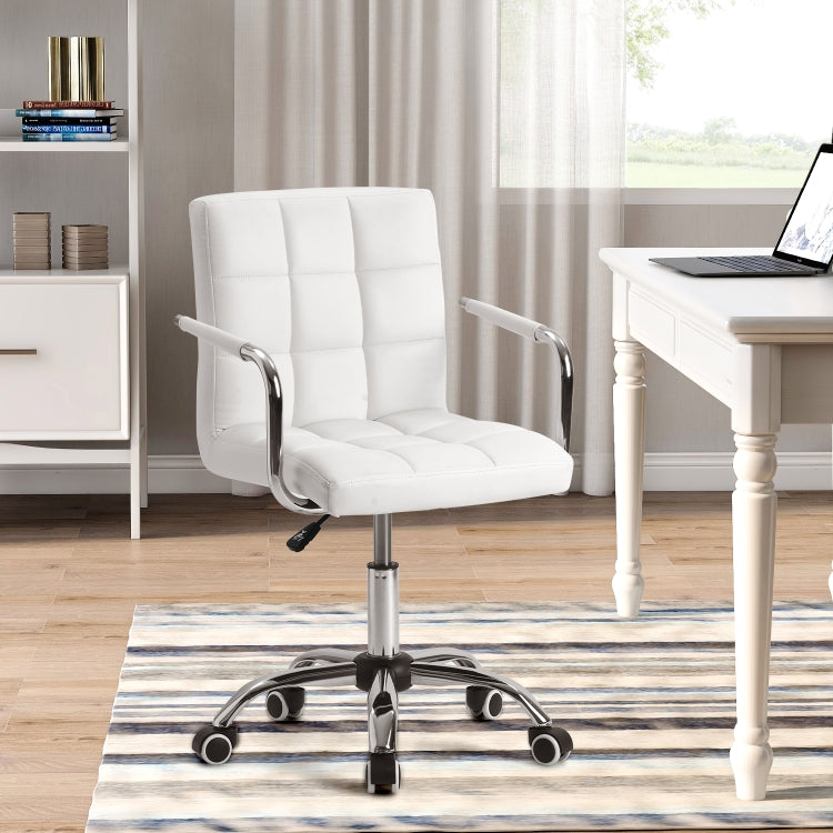 [EU Warehouse] PP193396AAA Adjustable Height Office White Leather Chair