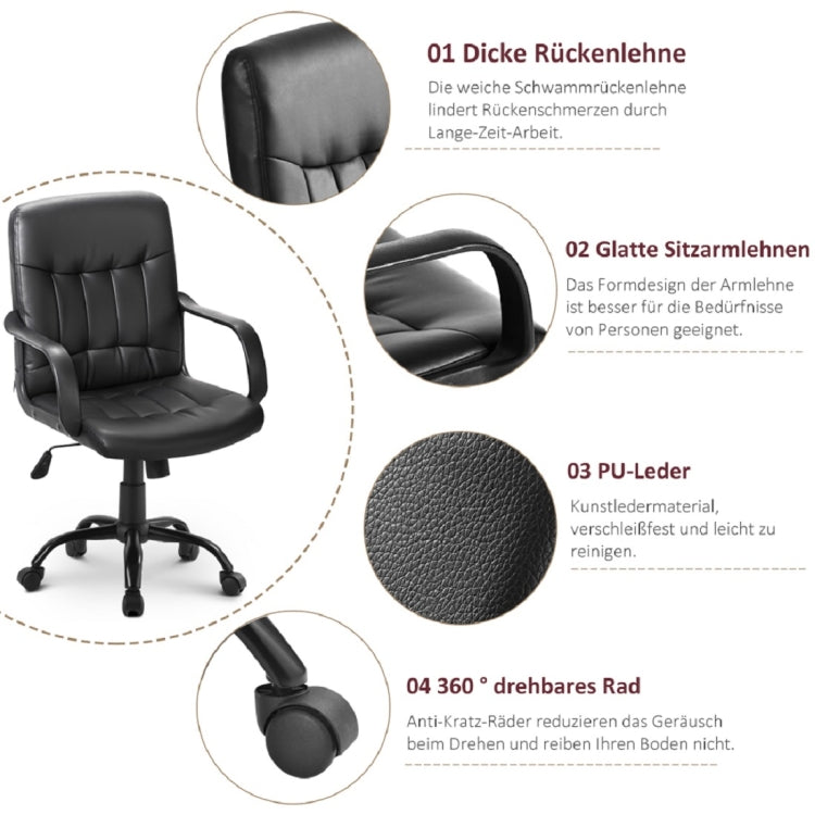 [EU Warehouse] PP035851BAA Office Chair Leatherette Office Chair Height Adjustable Swivel Chair for Office / Living Room