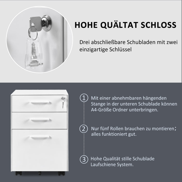 [EU Warehouse] MX193011WAA Mobile Multifunctional File Organizing Drawer Cabinet with Lock, only Send to German Warehouse