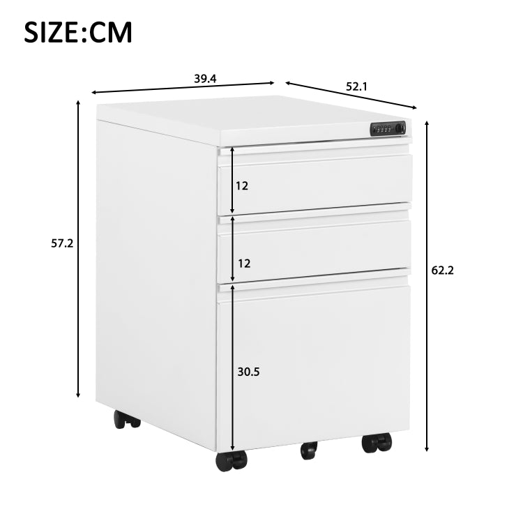 [EU Warehouse] MX193009WAA Mobile Multifunctional File Organizing Drawer Cabinet with Password Lock