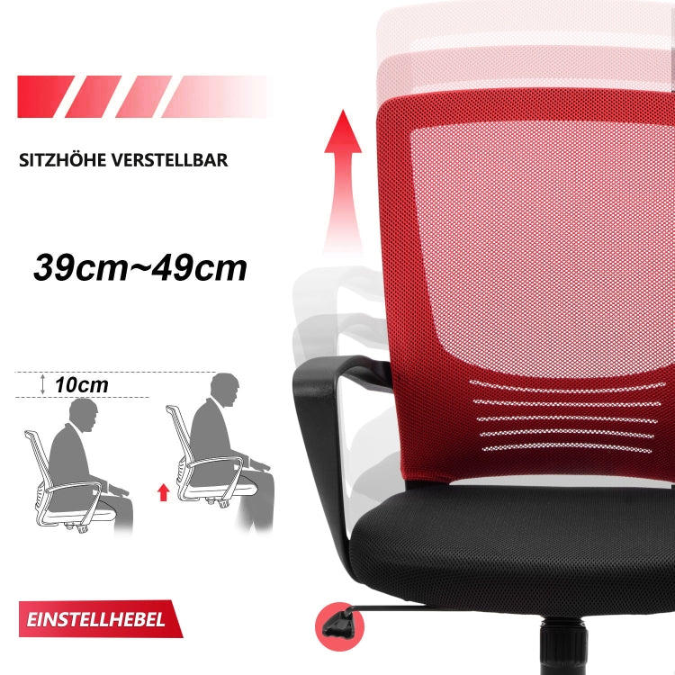[EU Warehouse] Height Adjustable Office Rotating Computer Chair (Red)
