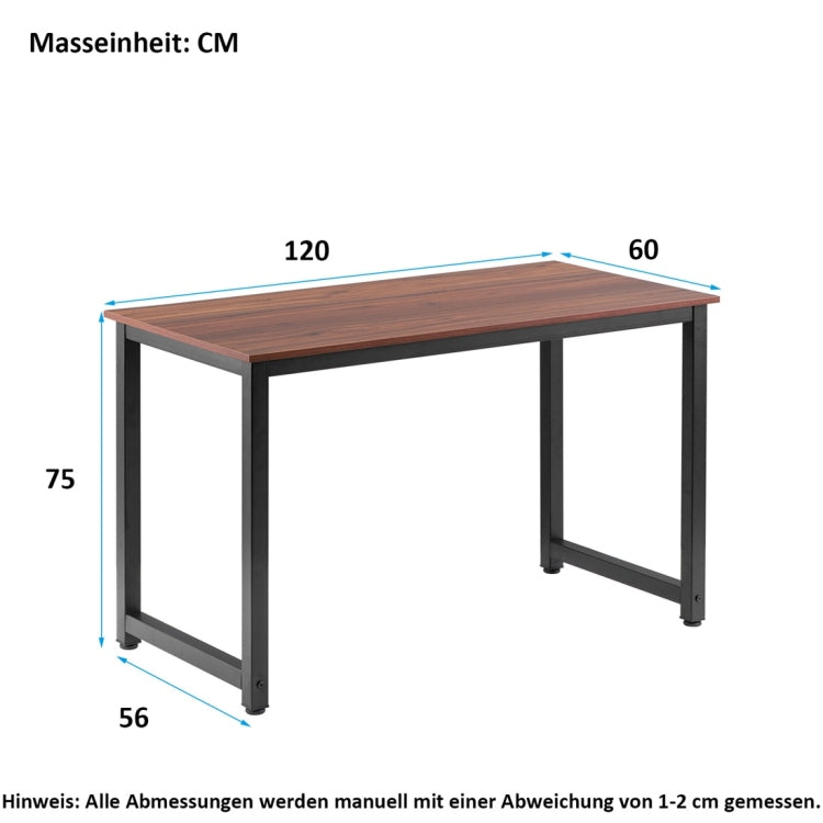 [EU Warehouse] Simple Wooden Wrought Iron Office Desk Computer Table (Red Brown)