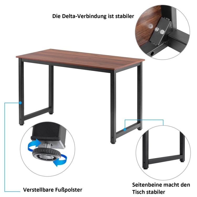 [EU Warehouse] Simple Wooden Wrought Iron Office Desk Computer Table (Red Brown)