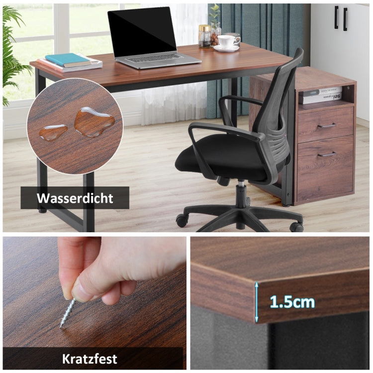 [EU Warehouse] Simple Wooden Wrought Iron Office Desk Computer Table (Red Brown)
