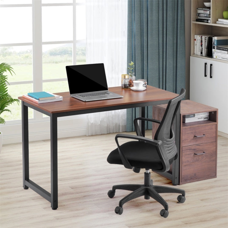 [EU Warehouse] Simple Wooden Wrought Iron Office Desk Computer Table (Red Brown)