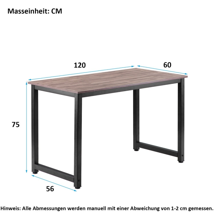 [EU Warehouse] Simple Wooden Wrought Iron Office Desk Computer Table (Brown)