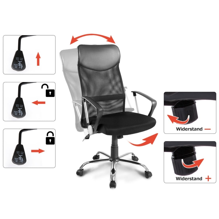 [EU Warehouse] Office Swivel Computer Chair with Headrest/Mesh Backrest/Rocker Function/Fixed Armrest/Height Adjustable