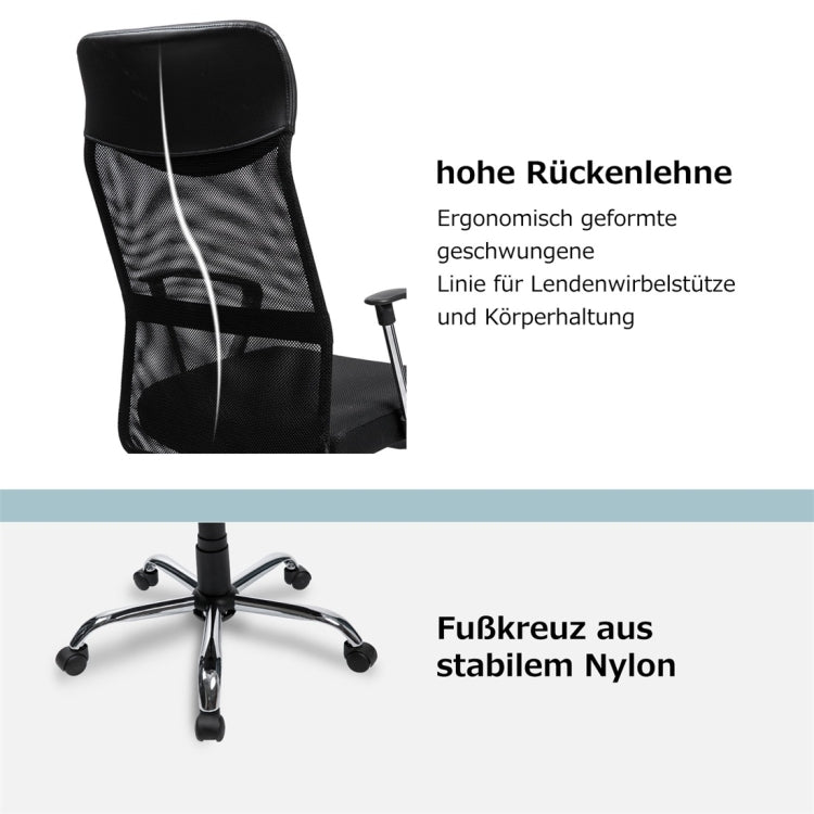 [EU Warehouse] Office Swivel Computer Chair with Headrest/Mesh Backrest/Rocker Function/Fixed Armrest/Height Adjustable