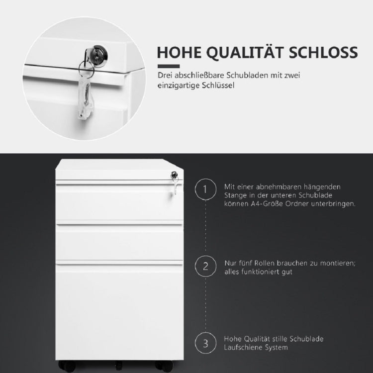 [EU Warehouse] Mobile Multifunctional File Organizing Drawer Cabinet with Lock