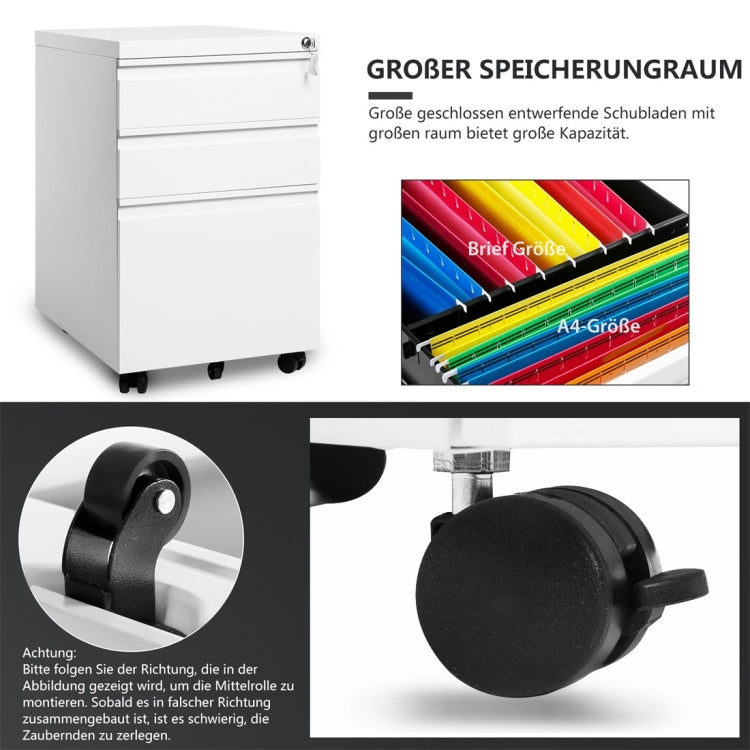[EU Warehouse] Mobile Multifunctional File Organizing Drawer Cabinet with Lock