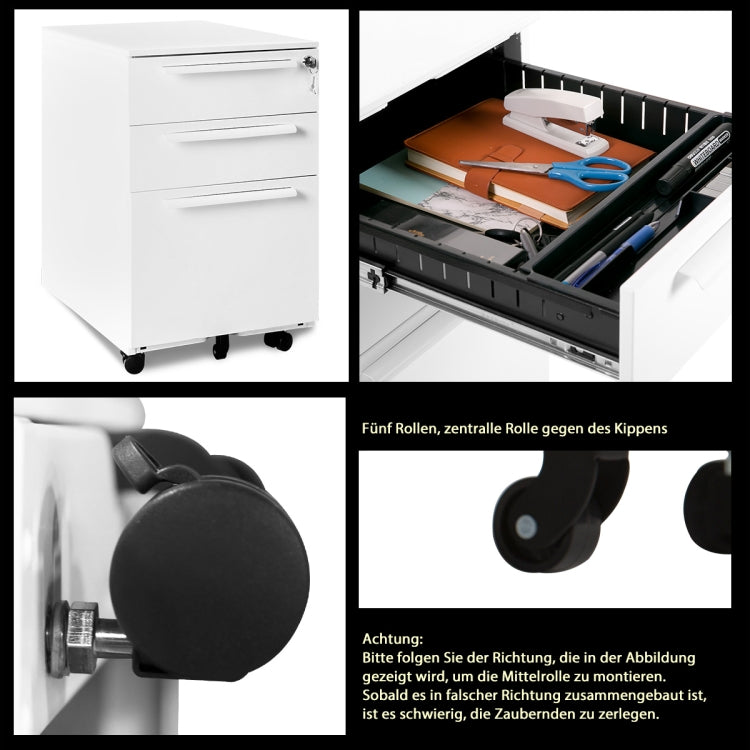 [EU Warehouse] Removable Multifunctional File Organizing Drawer Cabinet with Lock