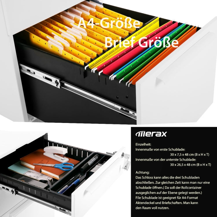 [EU Warehouse] Removable Multifunctional File Organizing Drawer Cabinet with Lock