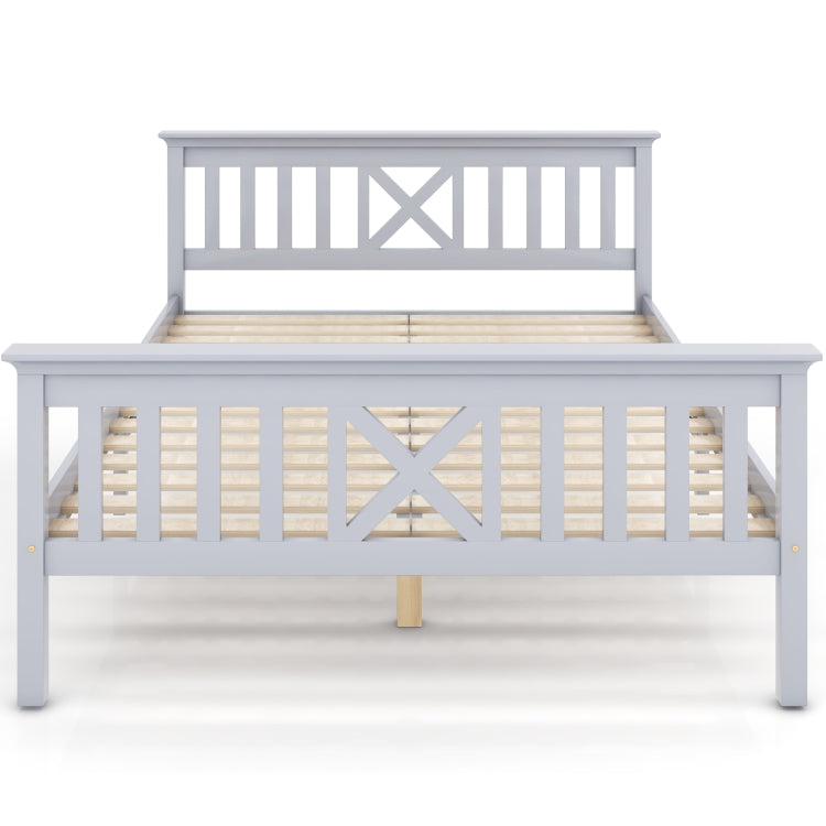 [EU Warehouse] Solid Wood Double Bed with Slatted Frame and Headboard, Size: 140 x 200cm