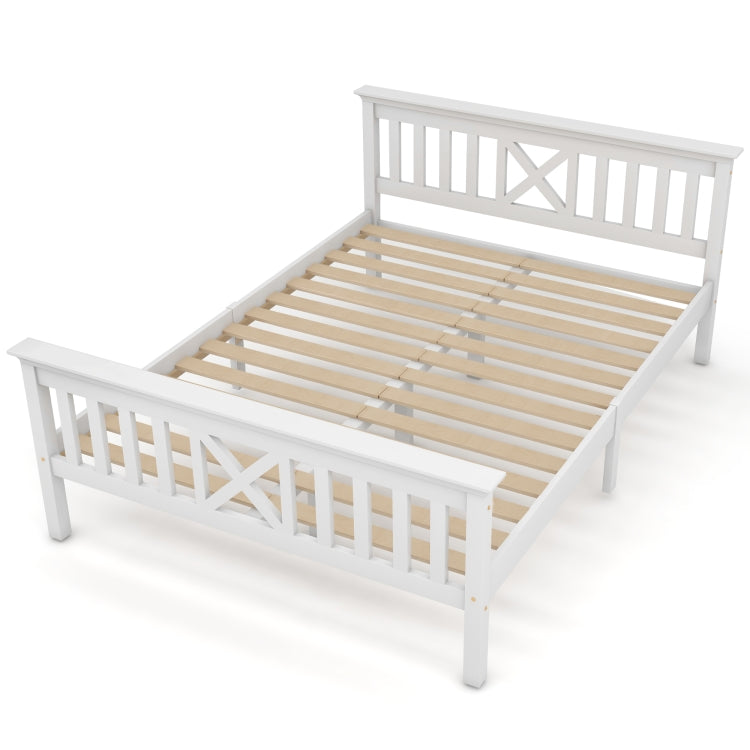 [EU Warehouse] Solid Wood Double Bed with Slatted Frame and Headboard, Size: 140 x 200cm